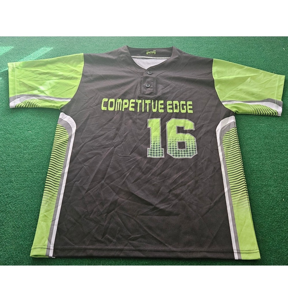Competitue Edge Baseball Jersey Adult‎ Medium Black Green Number 16